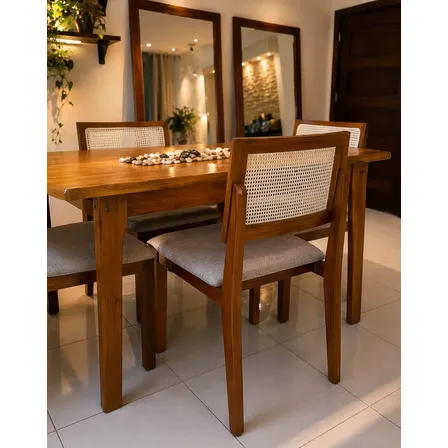Kit 2 Cadeiras De Jantar Madeira Maciça Estofadas Linho