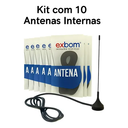 Kit 10 Antenas Tv An-s10 Digital Leve, Discreta, Cabo 1,5m