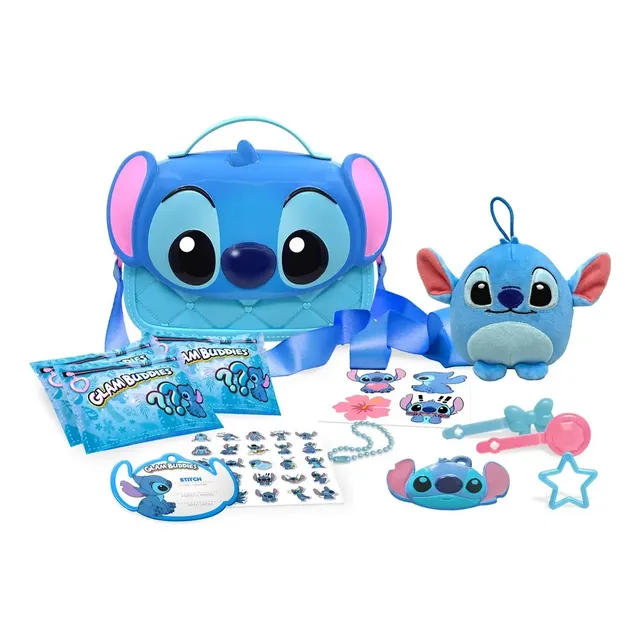 Pelúcia Com Bolsa Glam Buddies Stitch Azul Fun Divirta-se