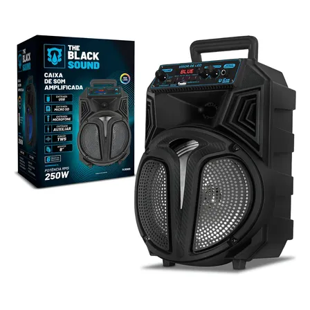 Caixa De Som Bluetooth Usb Portátil Sem Fio 250w Led Rgb Tws Preto