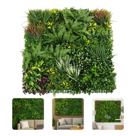Jardim Vertical Artificial 100x100 Mix De Folhagens Luxo 1m2
