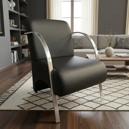 Kit 2 Poltronas Predoli Braço Alumínio Corino Recepção