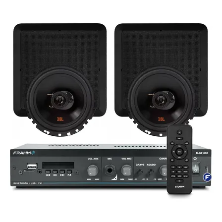 Kit Som Ambiente Teto Gesso Embutir Frahm + 2 Arandelas Jbl