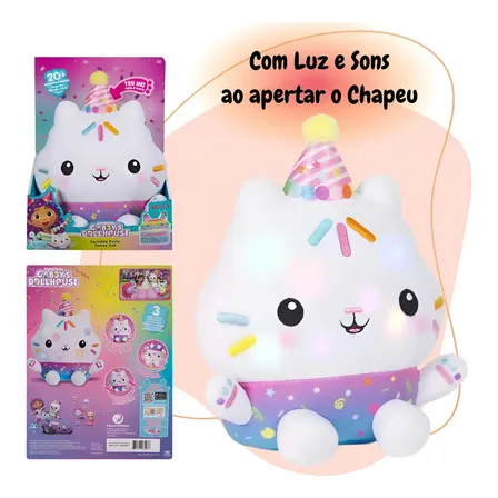 Gabby's Dollhouse Pelucia De 26cm Gato Cakey Com Som E Luz