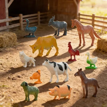 Kit Miniaturas Animais Da Fazenda Brinquedo Infantil 12pçs
