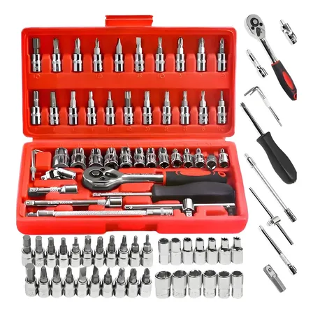 Kit 46 Ferramenta Jogo Chave Catraca Repara Moto Carros