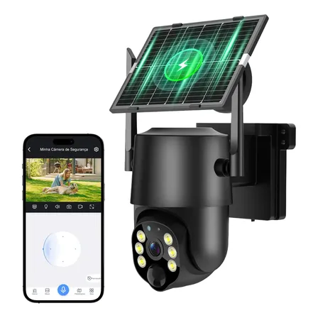 Câmera De Segurança Solar Wifi Ip Prova D'água 3mp Ultra Hd
