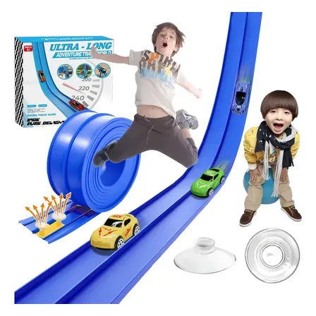 Flextrack Pista Corrida Flexível Para Crianças Com Ventosas Azul
