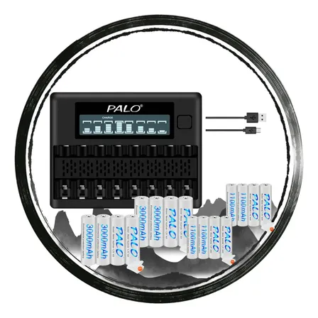 Carregador De Pilhas Recarregável Aa Aaa De 1.2v 16 Baterias