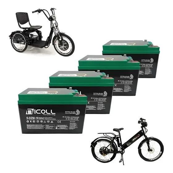 Kit 4bateria Nicoll 16ah 12v Bicicleta Sousa Duos Veloster