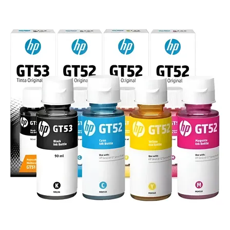 Kit Garrafa De Tinta Hp Gt53/gt52 C/ 4 Cores