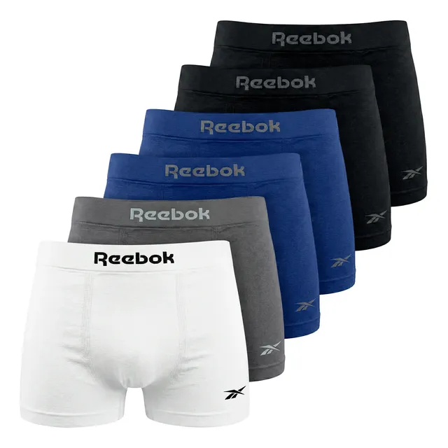 Kit 6 Cuecas Boxer Box Classic Poliamida Original Reebok Sortidas Liso G