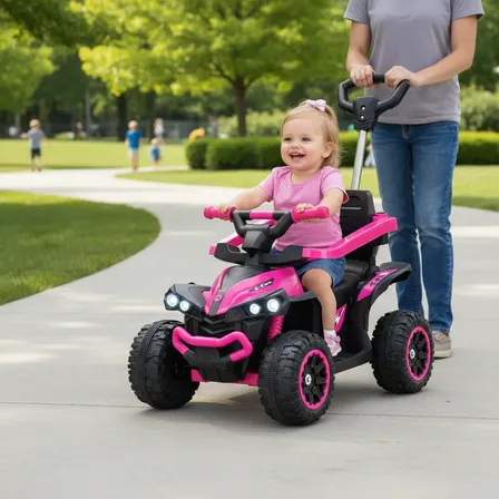 Quadriciclo Elétrico Infantil Passeio Empurrador Com Musicas