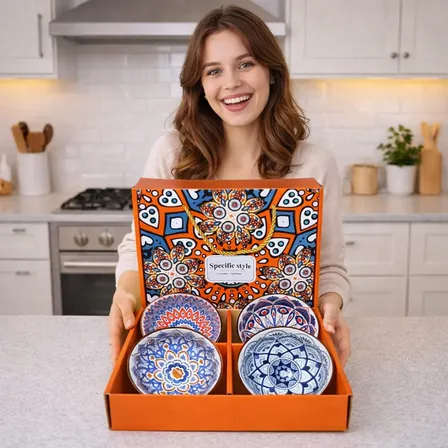 Kit 4 Bowl Cerâmica Decorada Porcelana Tigela Cumbuca