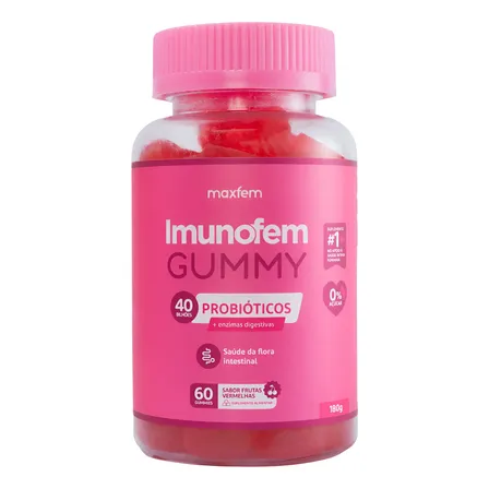 Imunofem Gummy Probiótico 40bi Feminino Ph Íntimo Saúdável Frutas Vermelhas 60 Gummy