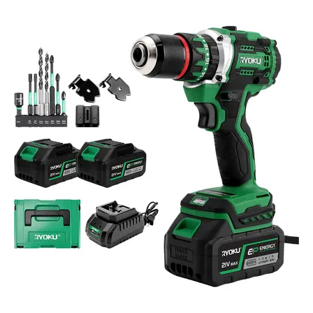 Furadeira Parafusadeira Impacto Brushless 2 Baterias Ryoku