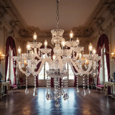 Lustre 12 Braços Candelabro Maria Tereza Cristal Luxuoso E14