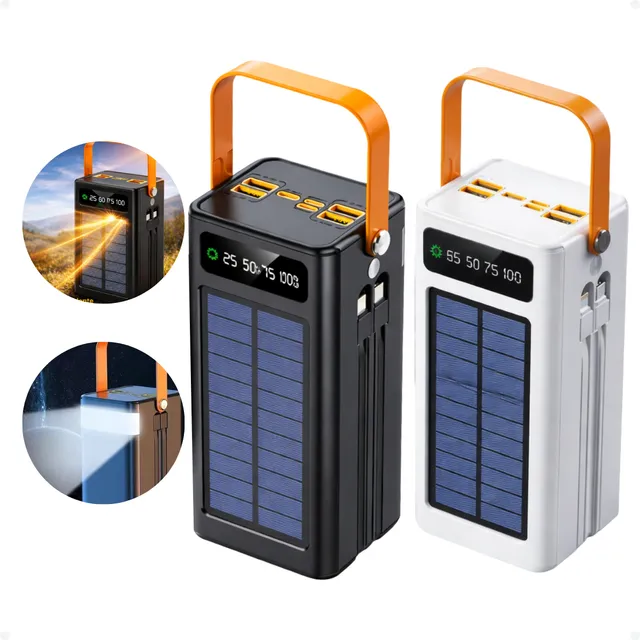 Carregador Portátil Power Bank Solar Turbo 50.000mah Rápido Preto