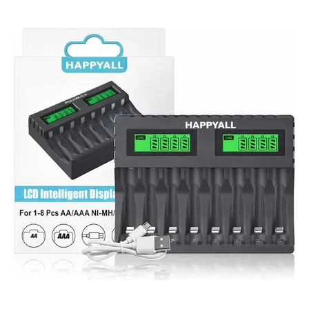 Carregador De Pilha Inteligente 8 Slots Display Carga Rapid