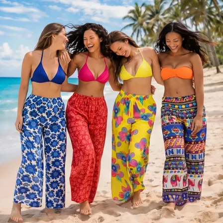 Kit 10 Calças Saída De Praia Feminina Transparente Verão