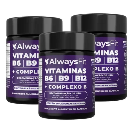 Kit 03 - Complexo B Alwaysfit Com Vitaminas B6b9b12 60 Caps Sem Sabor