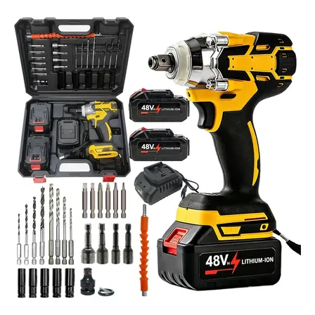 48v Chave De Impacto Elétrica, Equipada Com 2 Baterias Kit Completo 48v