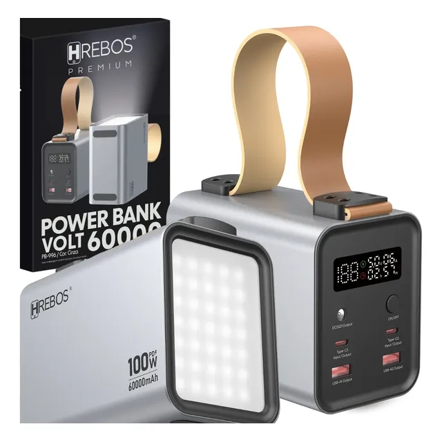 Power Bank 60.000mah 100w Usb C Para Starlink Mini Notebook Cinza
