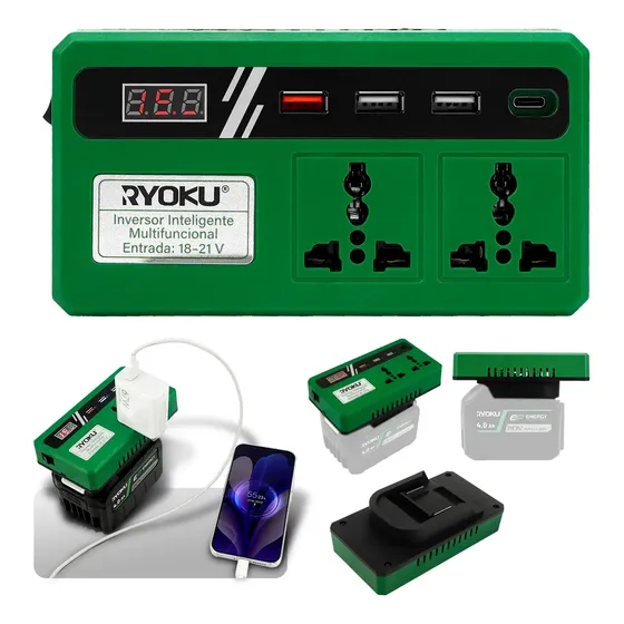 Inversor De Bateria Lítio Ryoku Plugue Duplo Multifuncionais