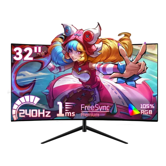 Monitor 32 Rovesky Curvo 240hz Fhd 1500r Hdmi2.1 Hdr1000 Preto 127-220v