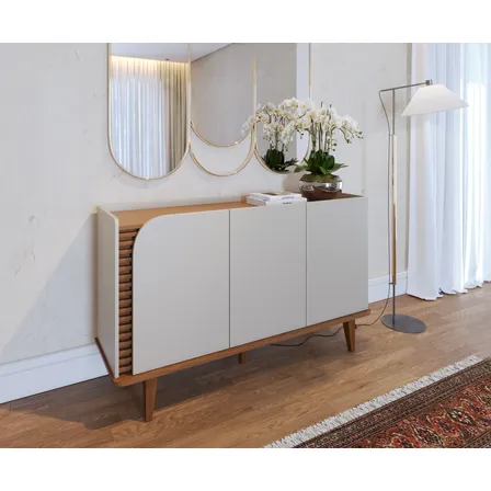 Buffet Sala Jantar Jurerê Cor Off White/freijó Casa Lustre