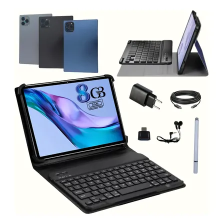Tablet Profissional 10.1 8gb Ram 128gb Android C/ Teclado Preto