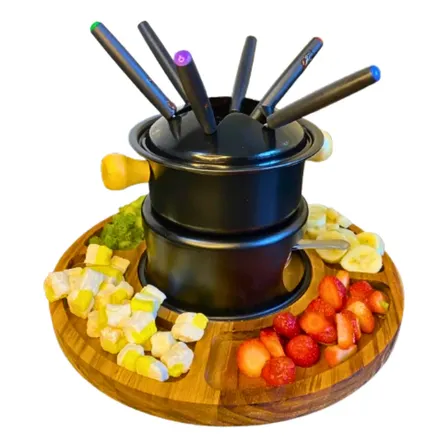 Conjunto Aparelho Fondue Queijo Chocolate Com Petisqueira