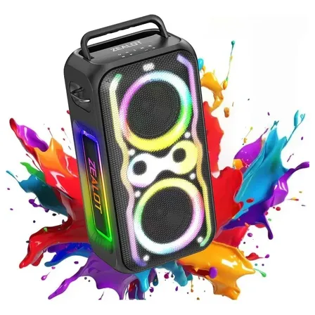 Caixa De Som Bluetooth Zealot Pt21 380w Portátil Hifi Rgb