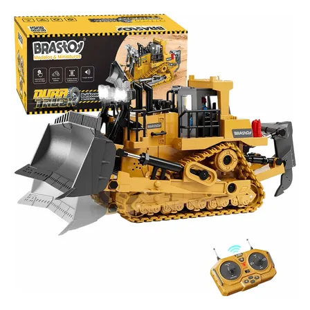 Trator Controle Remoto Brastoy Recarregável 9 Canais Amarelo