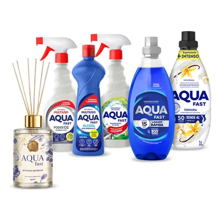 Kit Casa Completa Aquafast 6 Em 1 Lava Roupas Aromatizador