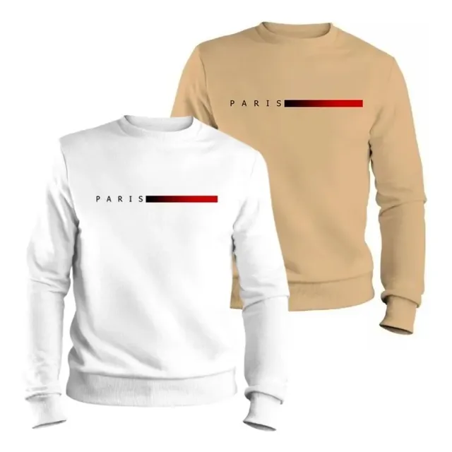 Kit 02 Blusas De Moletom Masculina Gola Redonda Paris Lançam