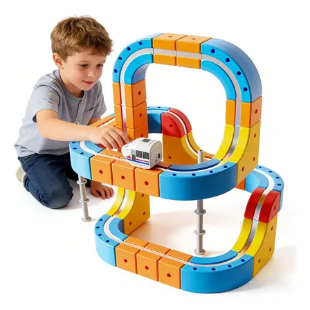Pista Magnética De Trem Com Blocos De Montar Infantil