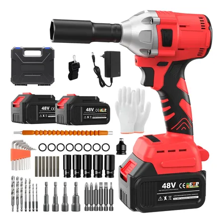 Chave De Impacto Parafusadeira Furadeira 48v Elétrica Lítio Preto/vermelho 127/220v 60hz