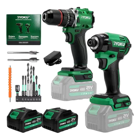 Kit Furadeira E Parafusadeira De Impacto Brushless Ryoku