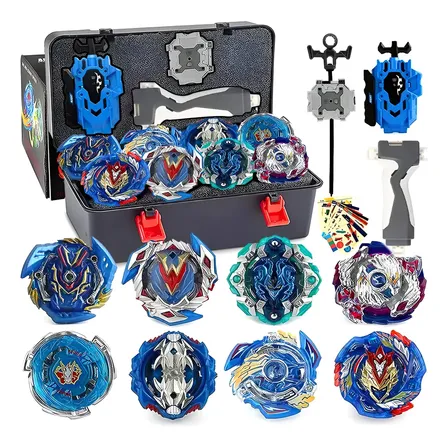 Kit Maleta 8 Bayblade Metal Piões Com 2 Lançadores 1 Grip