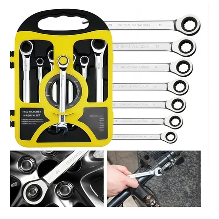 Chave Combinada Catraca Jogo Chaves 7pcs Cabeça Móvel 8-19mm