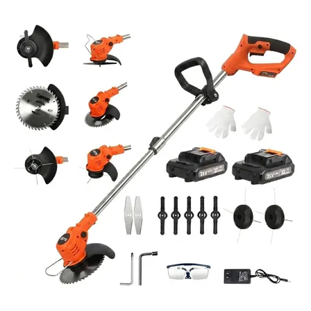 Roçadeira Á Bateria Completa 21v Aparador Cortador De Grama 127/220v Verde