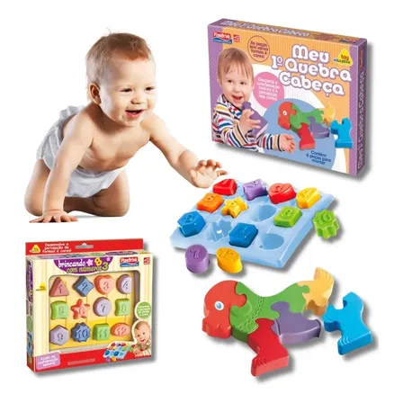 Kit Brinquedo Educativo Jogo Encaixe Números Quebra Cabeça