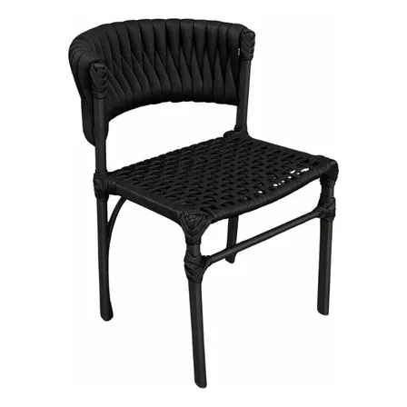 Cadeira De Jantar Em Aluminio E Corda Nautica Confortavel