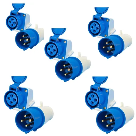 Kit 5 Tomada Sobrepor + Plug 3p+t 32a 9h Azul