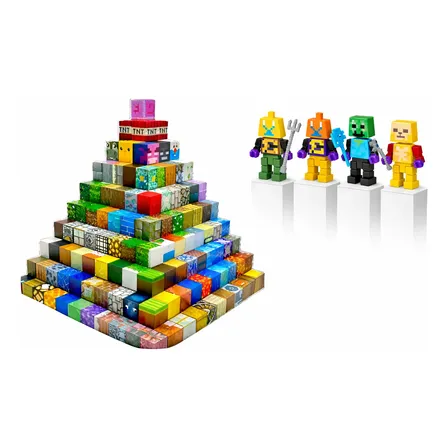Kit 100 Blocos Imã Magnéticos Mais 4 Bonecos Construção