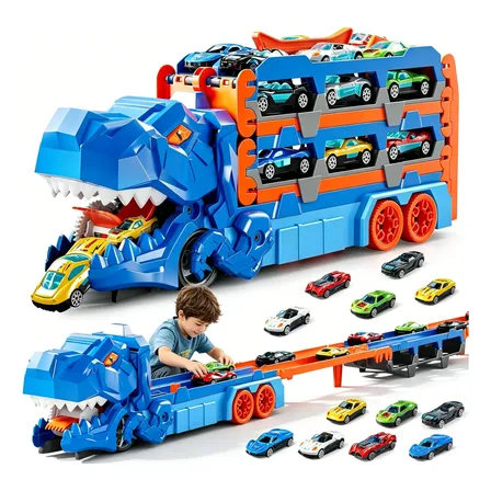 Caminhão Dinossauro Engolidor De Carrinhos Con 6 Carrinhos