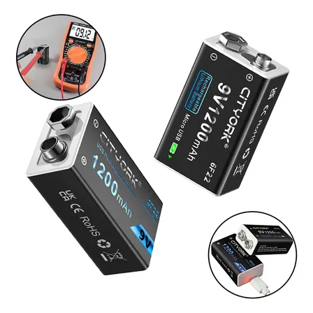 Carregador Usb Pilhas Recarregável De 9v 1200 2 Baterias Pp3