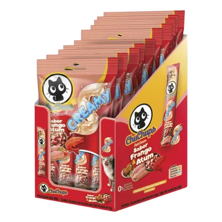 Petisco Para Gatos Chuchups Cream 40x15g Sabores Variados Frango/atum
