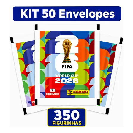 Kit 350 Figurinhas Do Álbum Copa Do Mundo 2026- 50 Envelopes